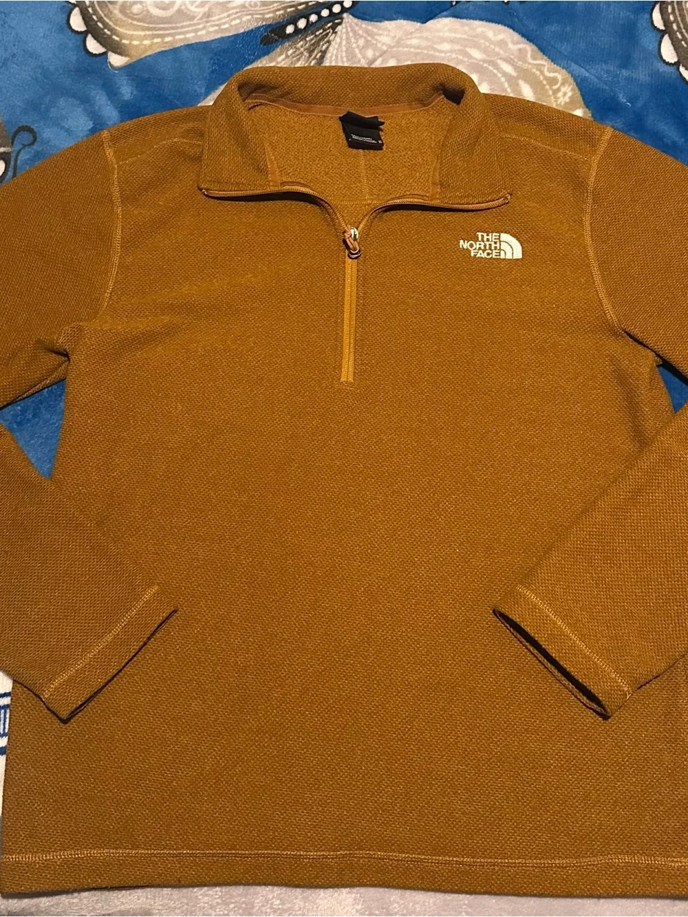 The North Face Men's Zip-Neck Sweater in Mustard Brown